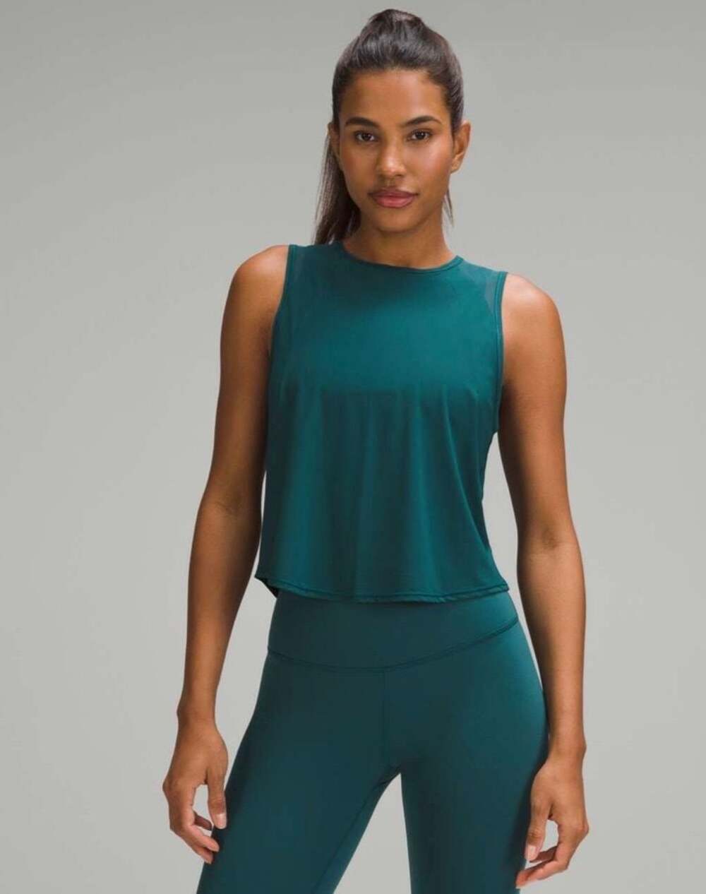 Lululemon Sculpt Cropped Tank Top Storm Teal Size 8